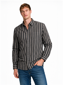 2456 - Camisa Rayada Cuello Italiano Bordado